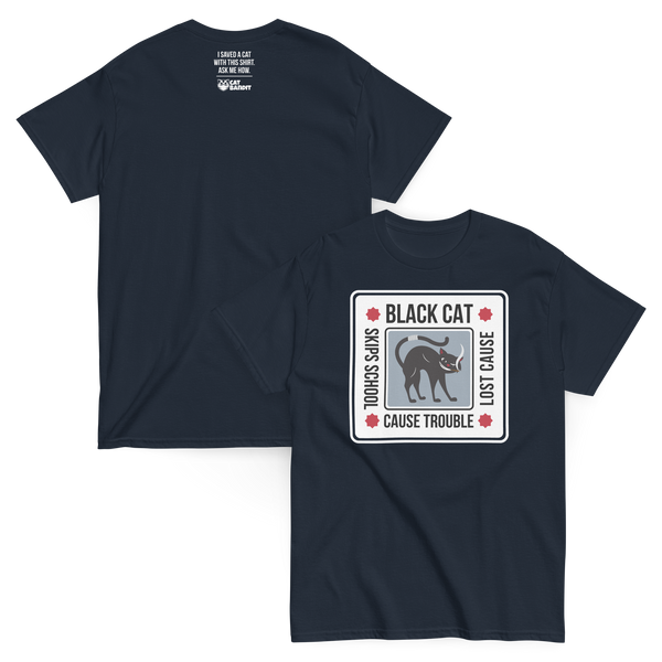 グッチ★ブラックキャット Tシャツ BLIND FOR LOVE 猫 バックロゴ unisex-classic-tee-navy-front-