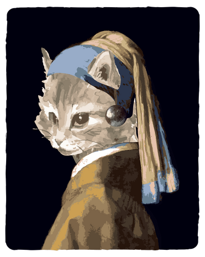 Girl With the Pearl Earring Cat T-Shirt