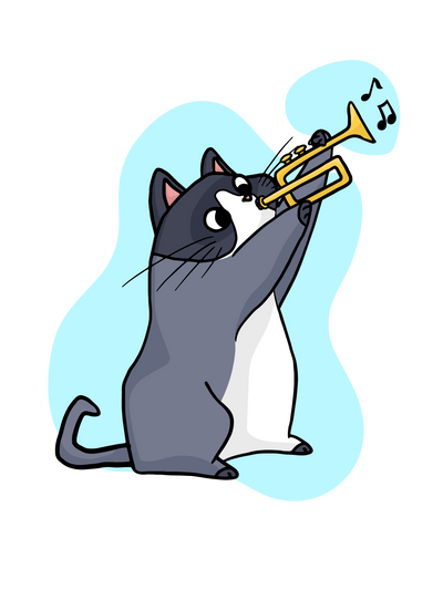 Trumpet Player Cat T-Shirt