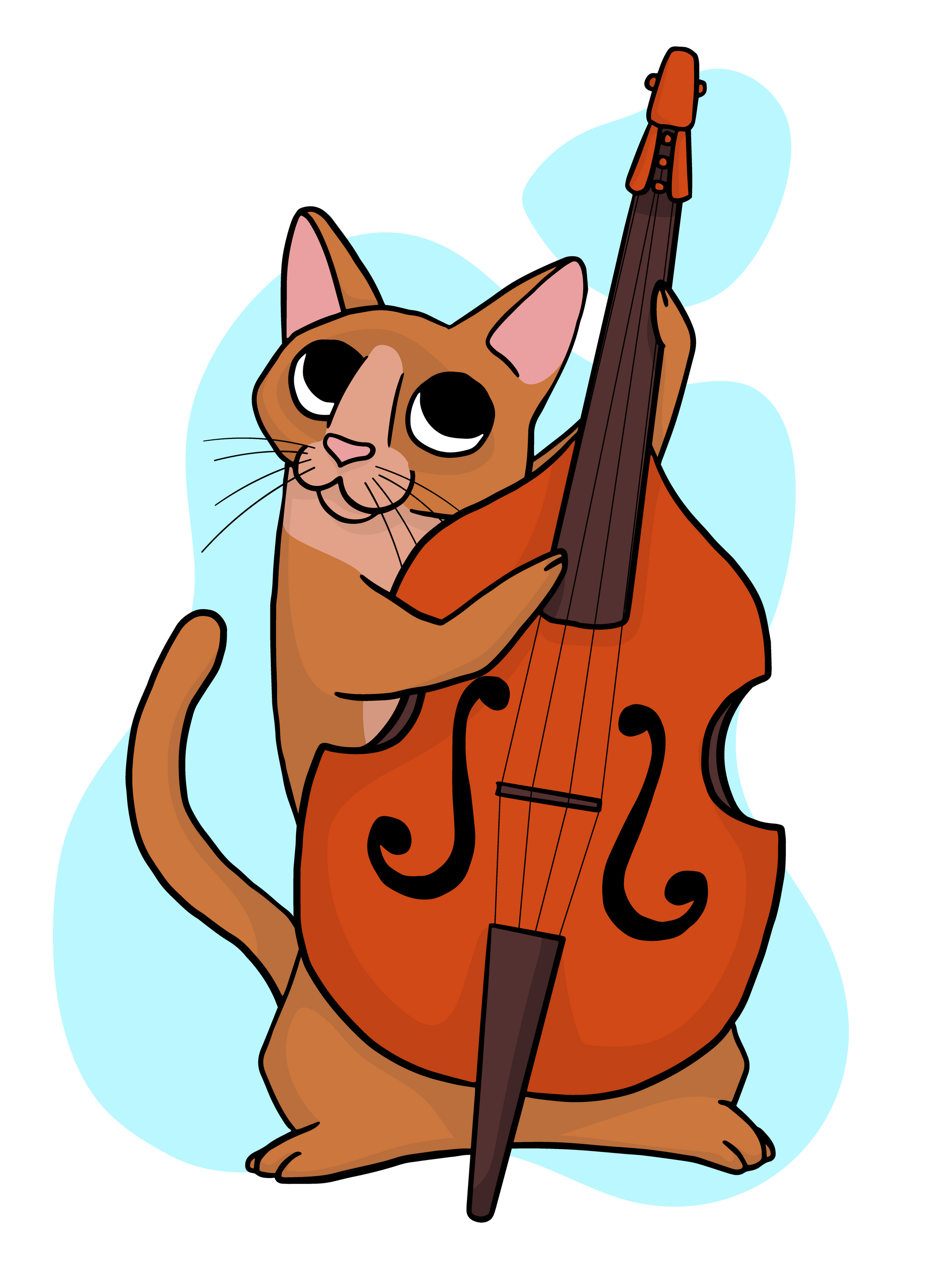 Double Bass Player Cat T-Shirt