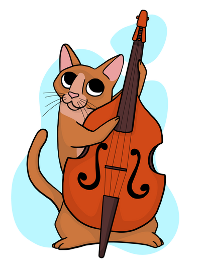 Double Bass Player Cat T-Shirt