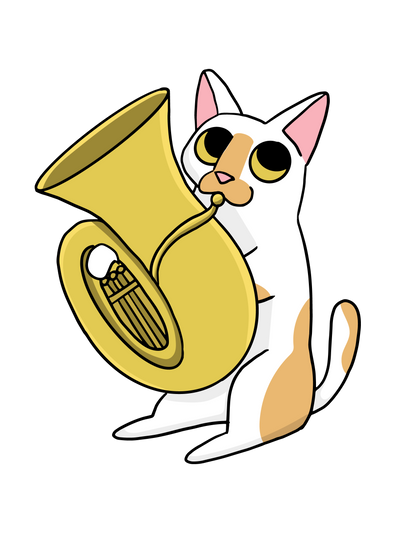 Tuba Player Cat T-Shirt