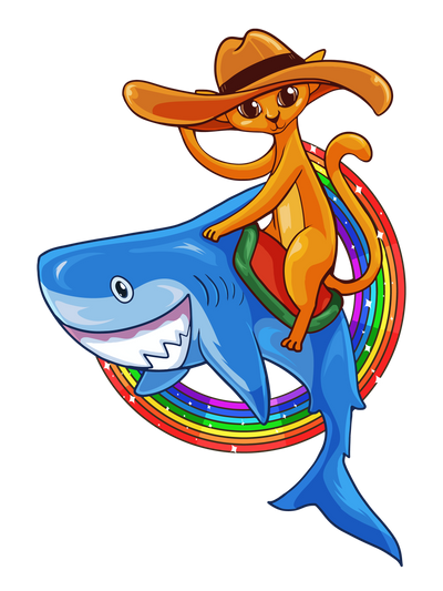 Cat Shark Rainbow Ride T-Shirt