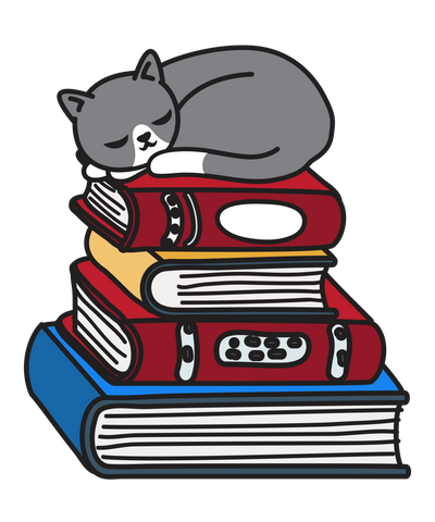 Cat on Pile of Books T-Shirt