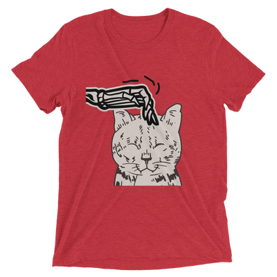 Skeleton Scratching Cat Head T-Shirt