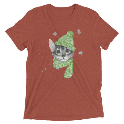 Cat Playing In Snow T-Shirt